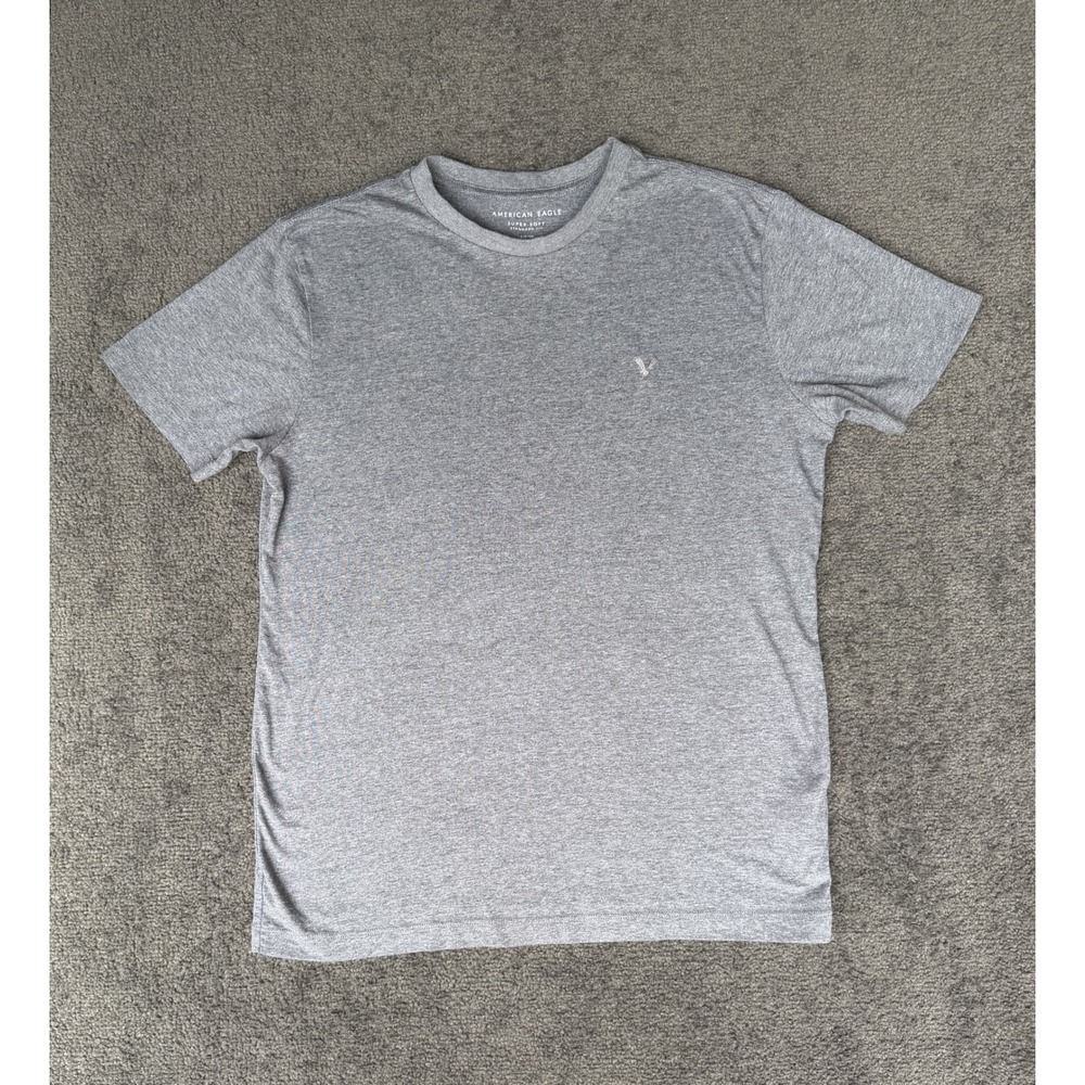 American Eagle Super Soft Standard Fit Gray Heather Logo T-Shirt Mens Small